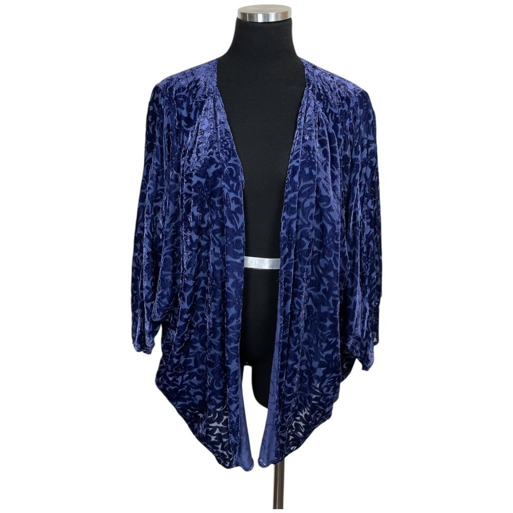 The Muses Lounge Women Cardigan Blue Sz M Velvet Burnout Fairygoth Whimsigoth